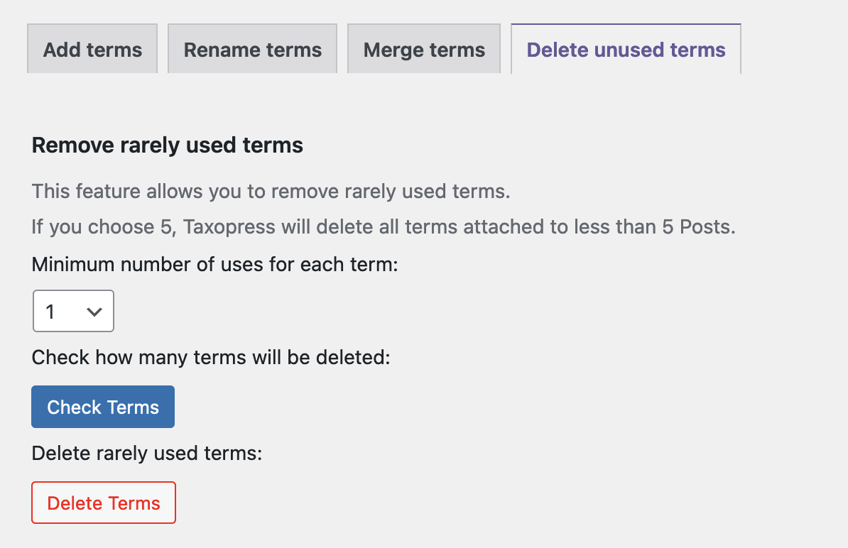 Delete Unused Terms - TaxoPress