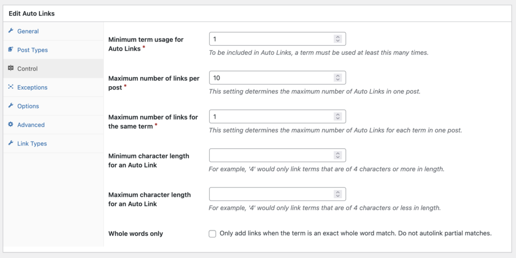 Auto Links Control in TaxoPress