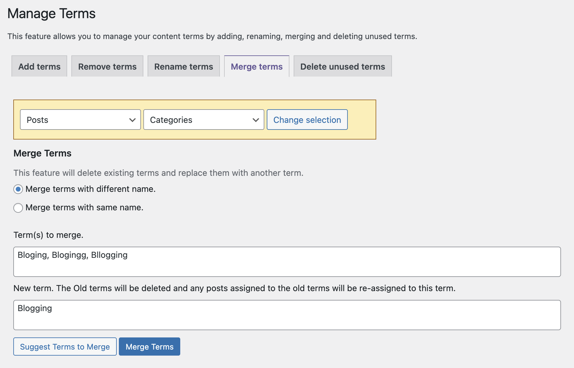 Merging taxonomy terms in TaxoPress
