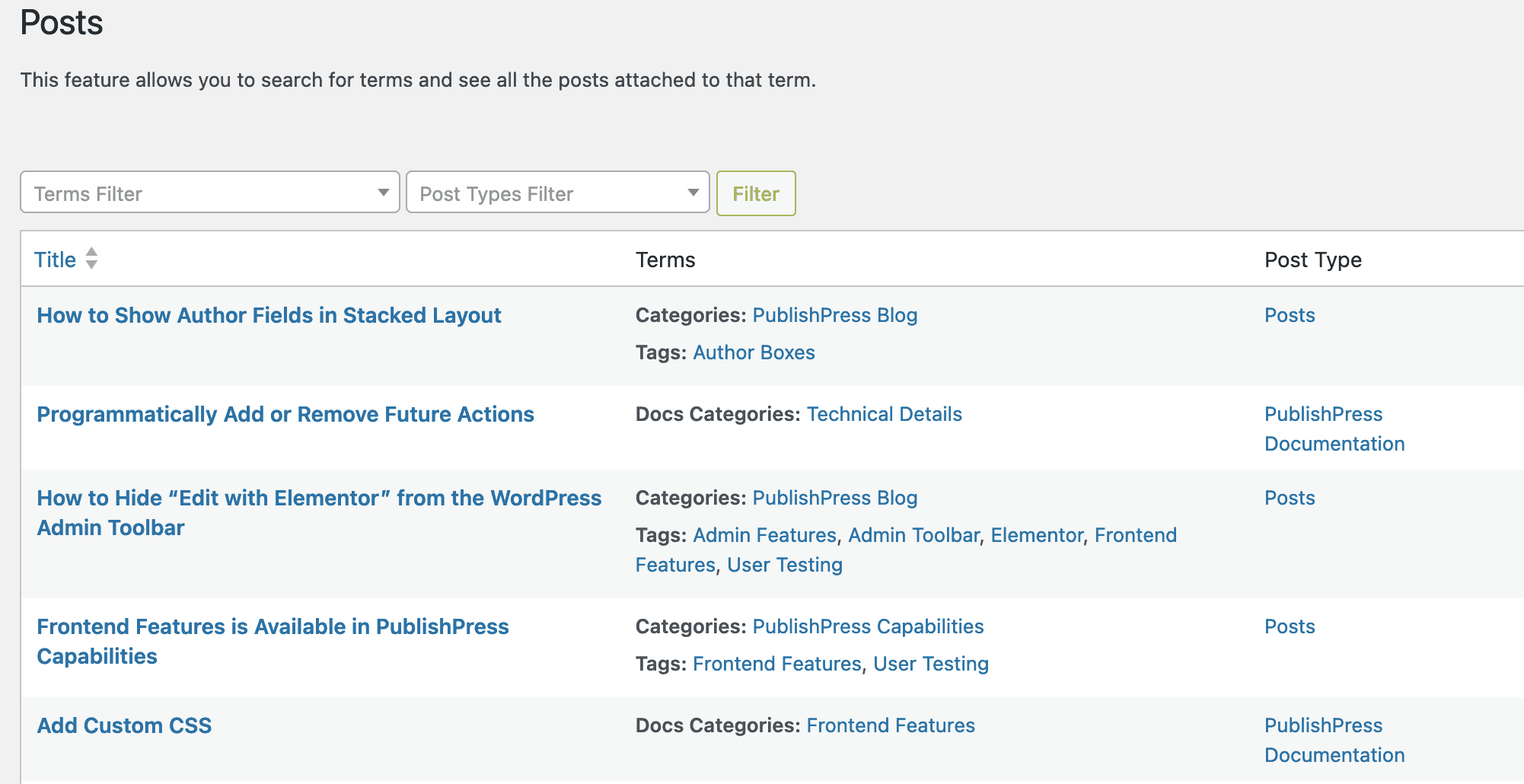 TaxoPress Has a New Posts Screen - TaxoPress