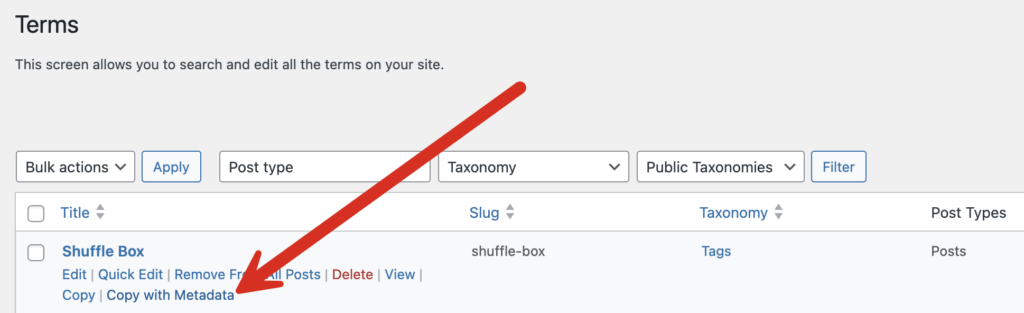 Copy a term in WordPress