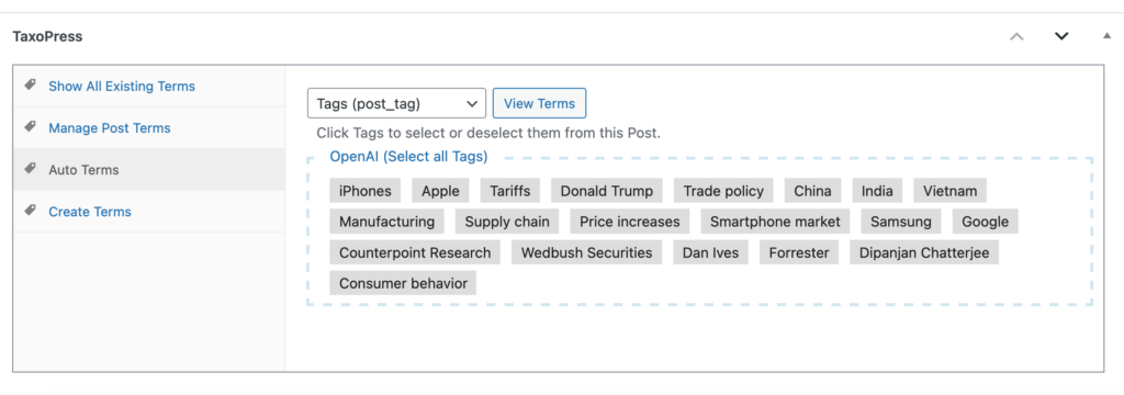 Using the o1 model from OpenAI to scan WordPress posts