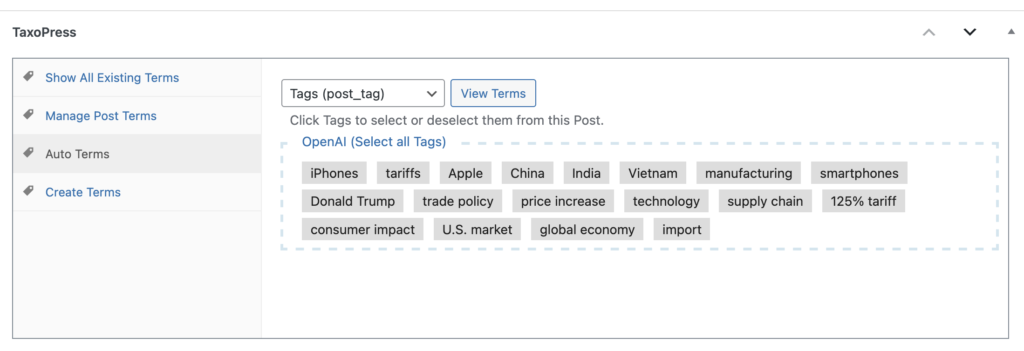 GPT 4.5 model from OpenAI in TaxoPress