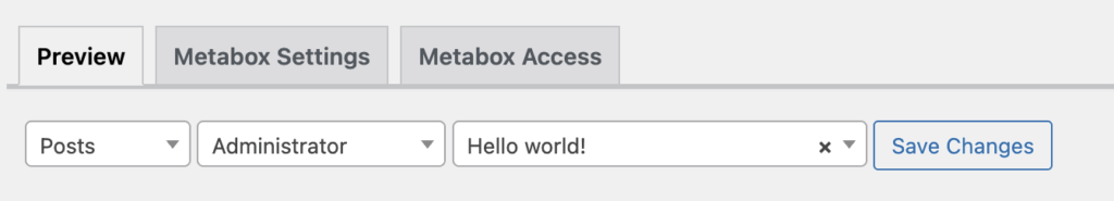 Metabox preview settings