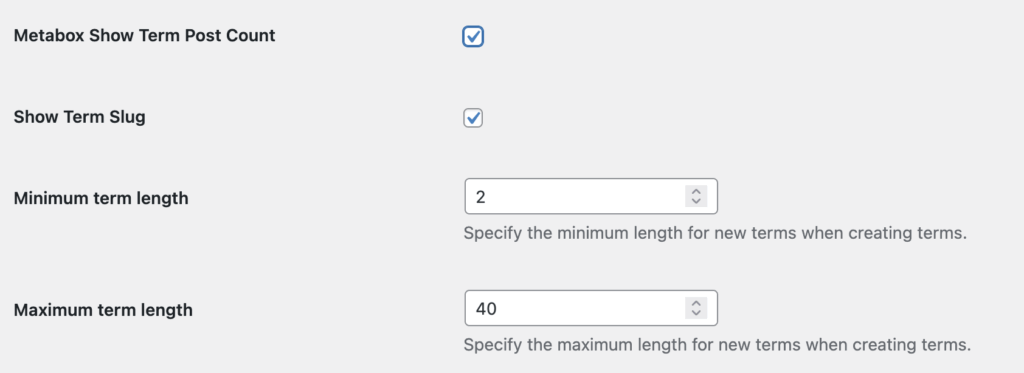 Metaboxes additional settings