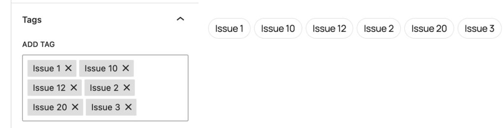 Tags for Issues in WordPress