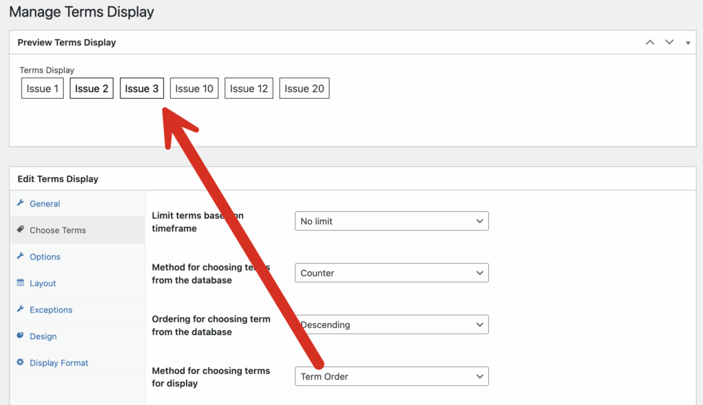 Custom taxonomy order in Terms Display