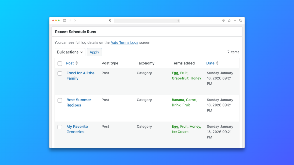 Auto Terms Schedule poromo